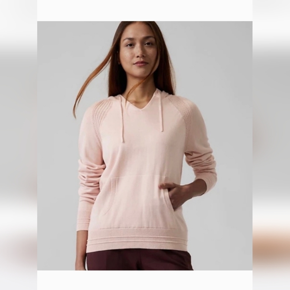 Athleta Hoodie Sweatshirt Sweater Small  Pink Evergreen Pullover.